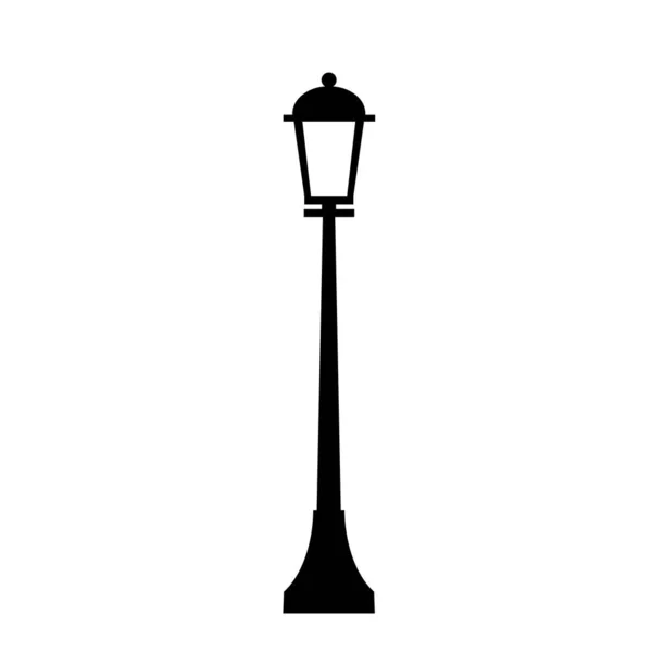 Уличная Лампа Стиле Ретро Черный Силуэт Рисунок Белом Фоне Векторная — стоковый вектор