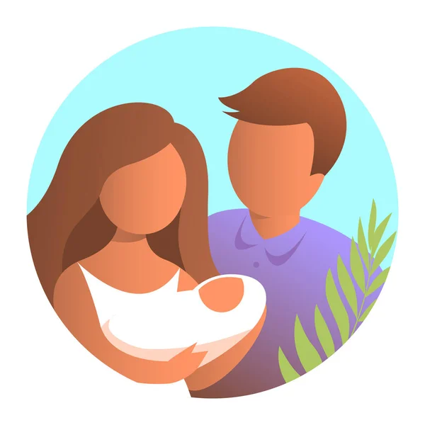 Feliz Mamá Papá Con Bebé Recién Nacido Retrato Familiar Estilo — Archivo Imágenes Vectoriales