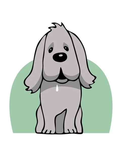Desenho Caricatura Cão Estimação Bonito Saliva Com Fome Desenho Animado — Vetor de Stock