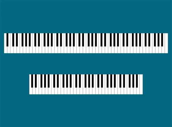 ピアノキーボードは小さく大きくなっている クラシック楽器 上からの眺め ベクトル分離図 — ストックベクタ