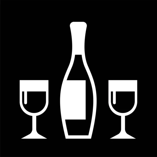 Eine Flasche Wein Mit Zwei Gläsern Ein Angenehmes Alkoholisches Getränk — Stockvektor
