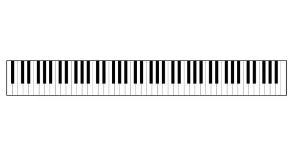 Piyano klavyesi. Klasik müzik aleti. Yukarıdan bak. Vektör izole illüstrasyonu.