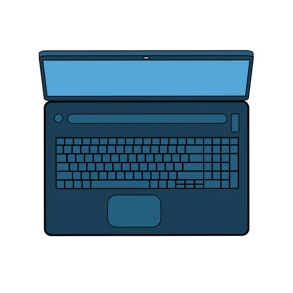 Ordinateur Portable Sur Fond Blanc Clavier Ordinateur Vue Dessus Illustration — Image vectorielle