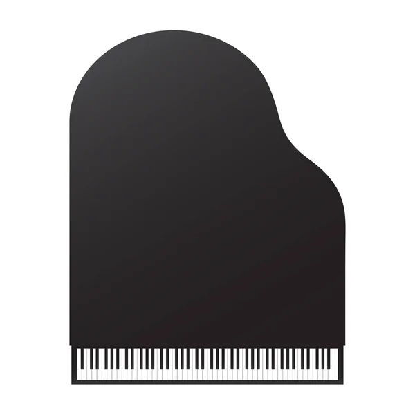 白い背景にグランドピアノのトップビュー 黒と白のキー クラシック楽器 ベクトル分離図 — ストックベクタ