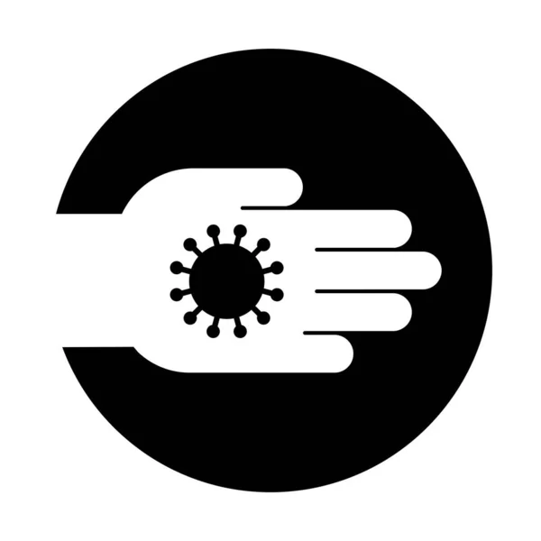 Main Humaine Infectée Par Coronavirus Icône Illustration Isolée Vectorielle Noir — Image vectorielle