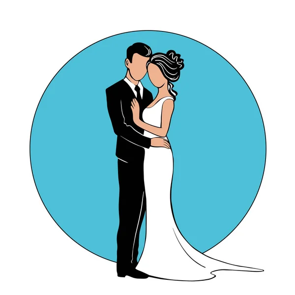 新娘和新郎的轮廓 — 图库矢量图片