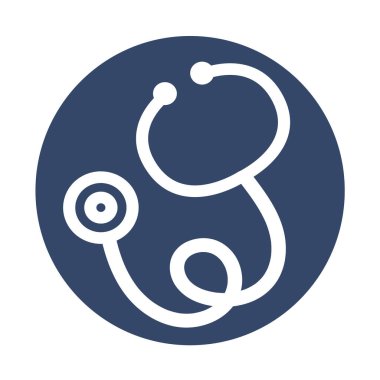 Steteskop ikonu. Tıbbi teşhis aleti. Siyah beyaz vektör izole edilmiş illüstrasyon.