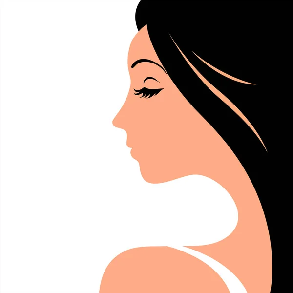 Krásná Tvář Dívky Zavřenýma Očima Bílém Pozadí Logo Salónu Krásy — Stockový vektor