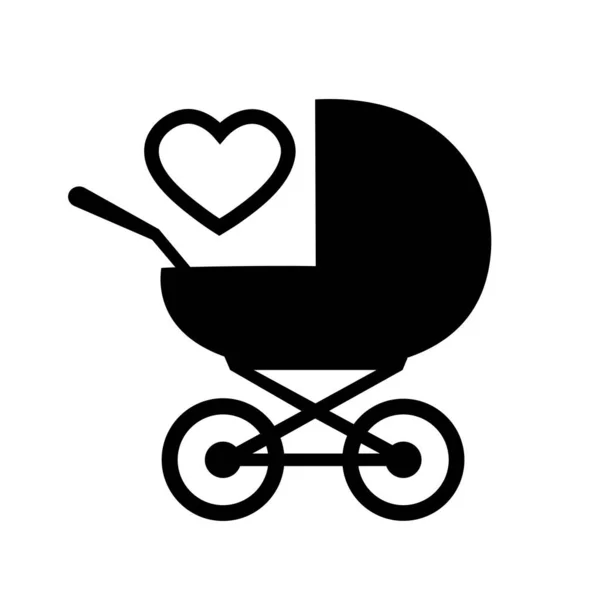 Ícone Carrinho Bebê Fundo Branco Símbolo Nascimento Uma Criança Cuidado — Vetor de Stock