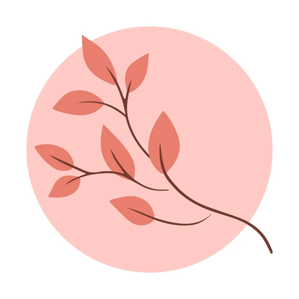 Φύλλα Δέντρου Ροζ Στρογγυλό Φόντο Διάνυσμα Απομονωμένη Εικόνα Επίπεδη Στυλ — Διανυσματικό Αρχείο