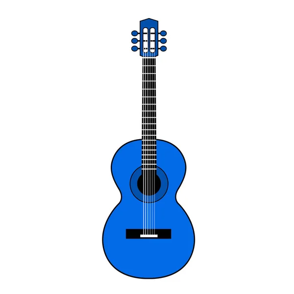 白色背景上的古典蓝色吉他 弦乐乐器 关于白人背景的说明 — 图库照片