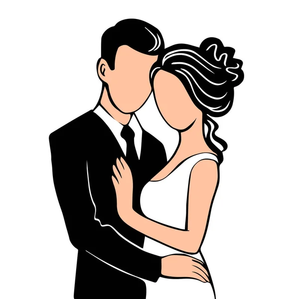 Silhouette Degli Sposi Bella Coppia Sposi Modello Decorazione Biglietti Sposa — Foto Stock