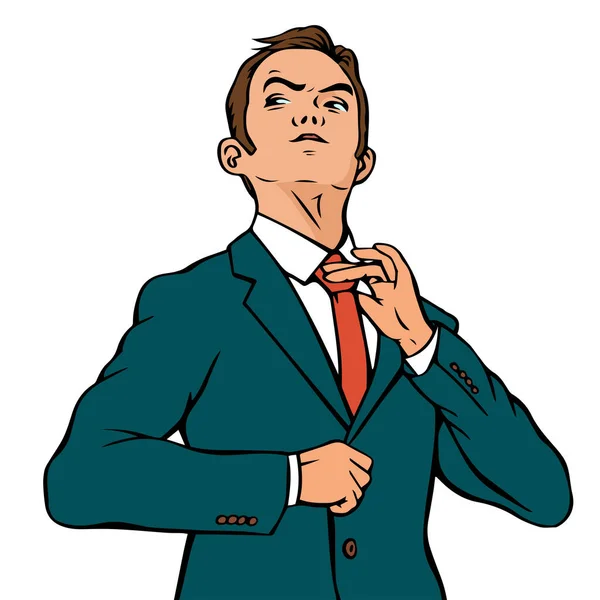 Fiatal Magabiztos Üzletember Egy Férfi Öltönyben Nyakkendőben Pop Art Retro — Stock Fotó