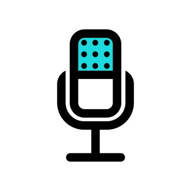 Stüdyo kaydı için mikrofon simgesi. Beyaz arkaplanda düz bir şekilde izole edilmiş vektör illüstrasyonuName