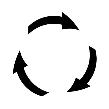 Sıfır atık üretiminin sembolü olarak siyah ve beyaz düz ok simgesi. Vektör izole illüstrasyonu