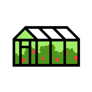 Yeşil bitkileri olan bir sera. Bahçıvanlık hakkında izole edilmiş vektör illüstrasyon simgesi