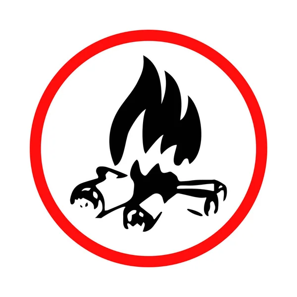 火災危険警報 森の中で火を燃やす禁止に署名します 白い背景のベクトル分離イラスト — ストックベクタ