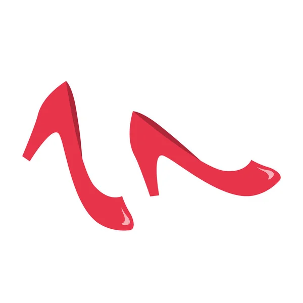 白い背景に赤い色のかかとを持つ女性の靴 夏の靴のペア ベクトル分離図 — ストックベクタ