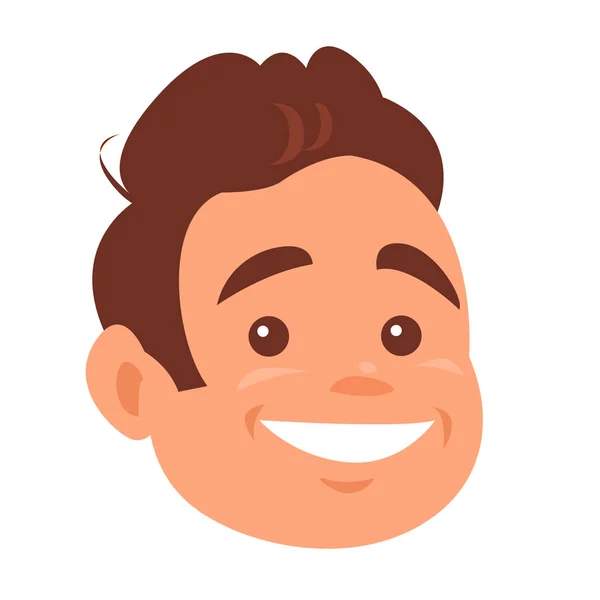 Портрет Веселого Молодого Чоловіка Щасливою Посмішкою Векторна Ізольована Мультяшна Ілюстрація — стоковий вектор