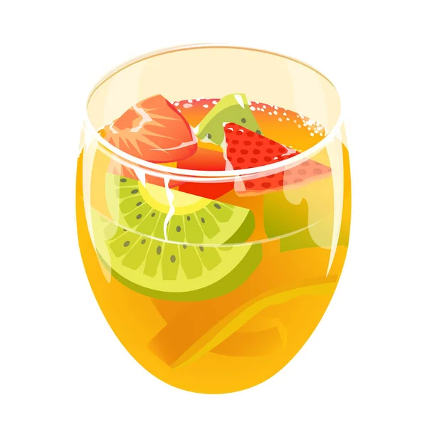 Refrescante Cóctel Verano Con Fresas Limón Kiwi Vidrio Vidrio Bebida — Vector de stock