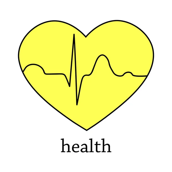 有心脏图的心脏形式的健康符号 关于白色背景的孤立说明 — 图库照片