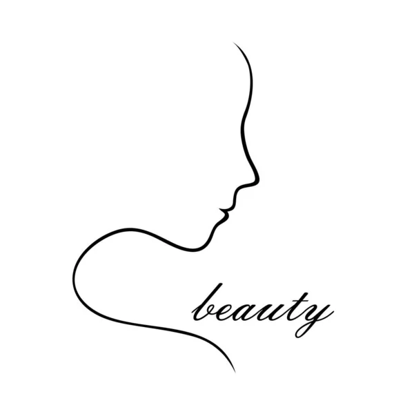 Silhouettes Une Ligne Visage Fille Profil Symbole Pour Salon Beauté — Image vectorielle