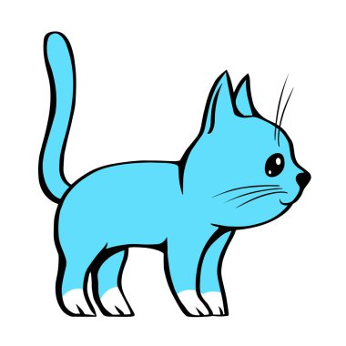 Şirin mavi kedi yavrusu. Çıkartma için tırman. Vektör izole edilmiş taslak çizimi