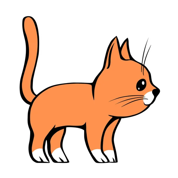 Mignon Dessin Animé Rousse Chaton Clipart Pour Autocollant Illustration Contour — Photo