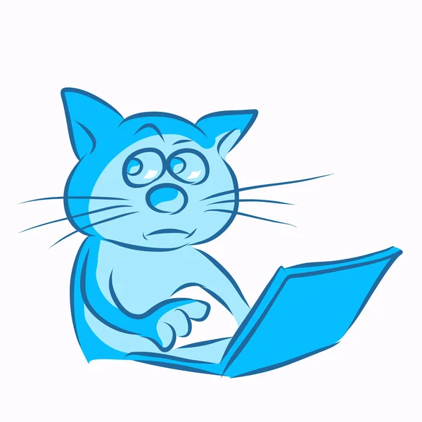 Gato Partida Secretamente Acendeu Seu Computador Portátil Principal Desenho Desenhos — Fotografia de Stock