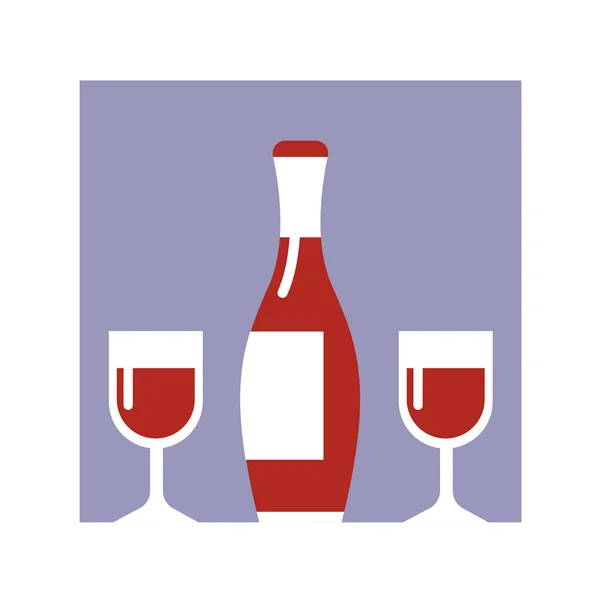 Eine Flasche Rotwein Mit Zwei Gläsern Ein Angenehmes Alkoholisches Getränk — Stockfoto