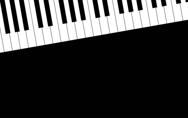Piyano klavyesi. Klasik müzik aleti. Yukarıdan bak. Metin için yeri olan siyah arkaplan şablonu. Düz Çizim.