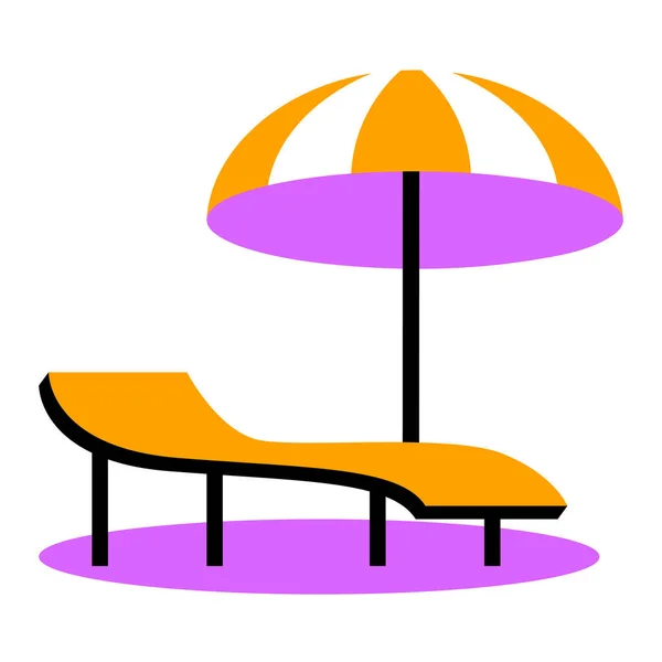 Beach Bed Sun Umbrella Summer Seaside Resort Flat Isolated Illustration — Stock Photo, Image