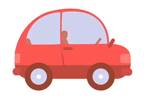 Rotes Cartoon Auto Auf Weißem Hintergrund Seitenansicht Vereinzelte Illustration — Stockfoto