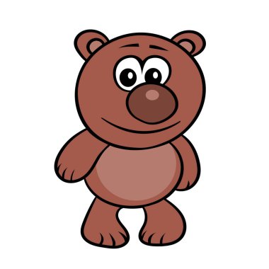 Beyaz arka planda şirin bir ayı yavrusu. Nazik küçük ayıcık. Vektör izole illüstrasyonu