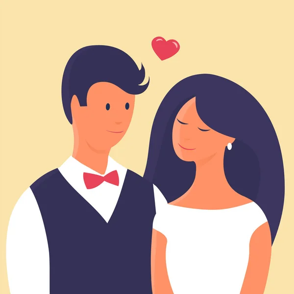 Feliz Noiva Dos Desenhos Animados Noivo Seu Dia Casamento Retrato —  Vetores de Stock