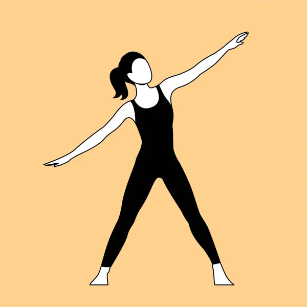 Una Hermosa Chica Dedica Gimnasia Entrenamiento Corporal Concepto Salud Belleza — Vector de stock