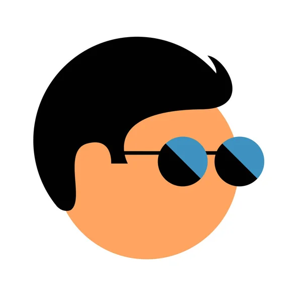 Εικονίδιο Ενός Άντρα Κεφάλι Που Φοράει Γυαλιά Ηλίου Πρόσωπο Επίπεδο — Διανυσματικό Αρχείο