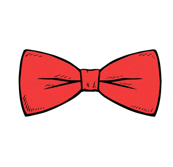 白色背景上的男性红蝴蝶领带 矢量孤立的图解轮廓手绘 — 图库矢量图片