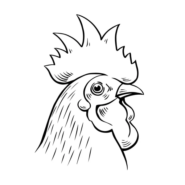 Portrait Tête Coq Logo Emblème Viande Poulet Élevage Oiseau Domestique — Image vectorielle