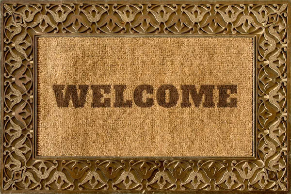 Rug for entrance with Welcome caption — Stock Photo, Image