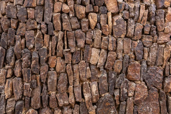 Stonewall Brown Wall Made Natural Stones Creates Rough Texture Background — Stock Photo, Image