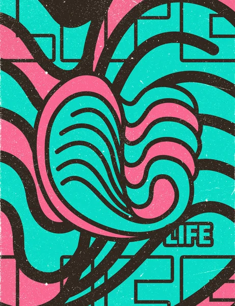 Плакат Современного Искусства Абстрактная Жидкость Зеленого Розового Цвета Надписью Жизнь — стоковое фото