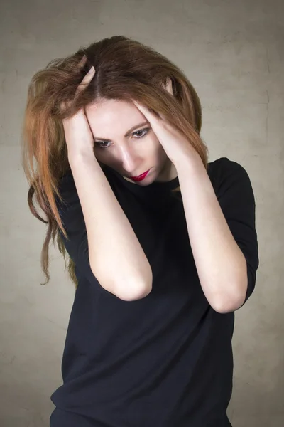 Woman with headache or depression concept — Stock Photo, Image
