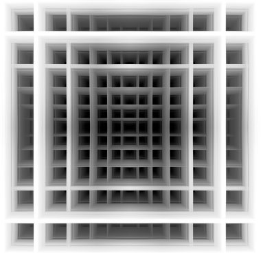 Three dimensional shape - black and white squares