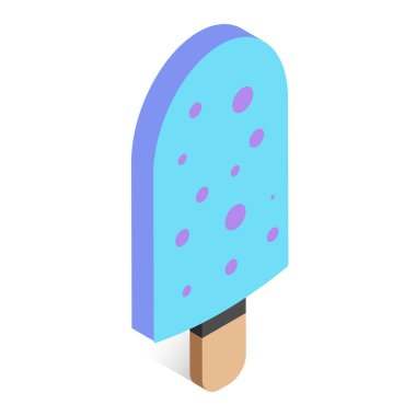 Çubukta dondurma. İzometrik tarzda vektör illüstrasyonu. 3D dondurma simgesi.