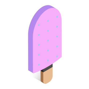 Çubukta noktalar olan dondurma. İzometrik tarzda vektör illüstrasyonu. 3D dondurma simgesi