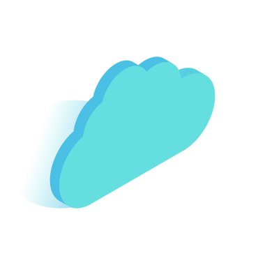 Mavi bulut. Modern izometrik tarzda vektör illüstrasyonu. 3d bulut simgesi.