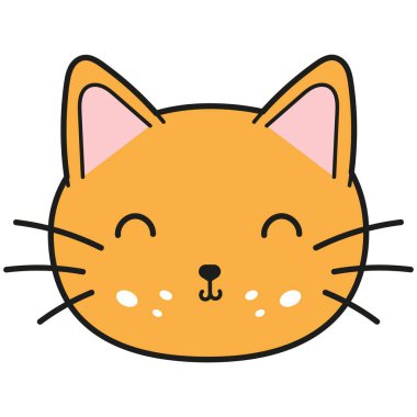 Kızıl saçlı kedi suratlı karakter. Tebrik kartı, davetiye ve çıkartma için şirin bir kedi yavrusu Vektör illüstrasyonu.