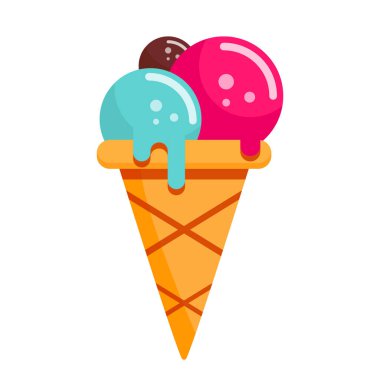 Üç Top Dondurma. Modern düz stilde web tasarımı için vektör illüstrasyonu