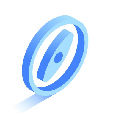 Gölgeli 3d pusula simgesi. İzometrik biçimde vektör illüstrasyonu. Eps 10 şablonu.